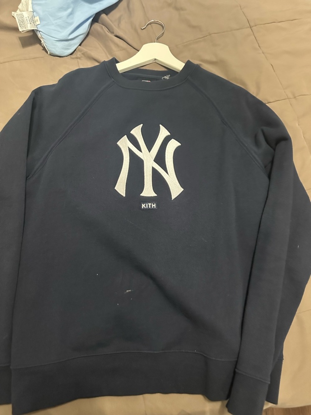 Kith Navy Crewneck Sweatshirt with White NY Logo